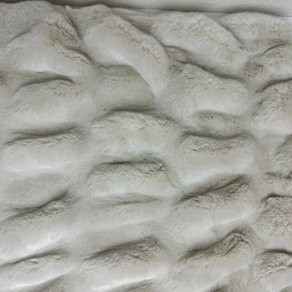 Pottery Barn Faux Fur Ivory Ruched Throw Pillow Case - Like NEW